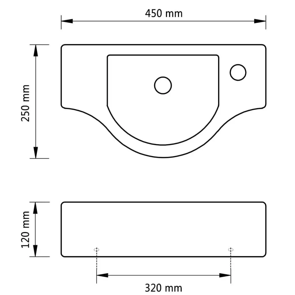 Ceramic Bathroom Sink Basin with Faucet Hole White 141930