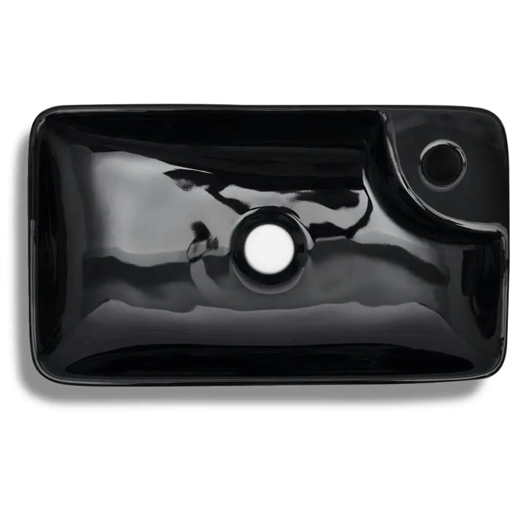 Ceramic Bathroom Sink Basin with Faucet Hole Black 141935