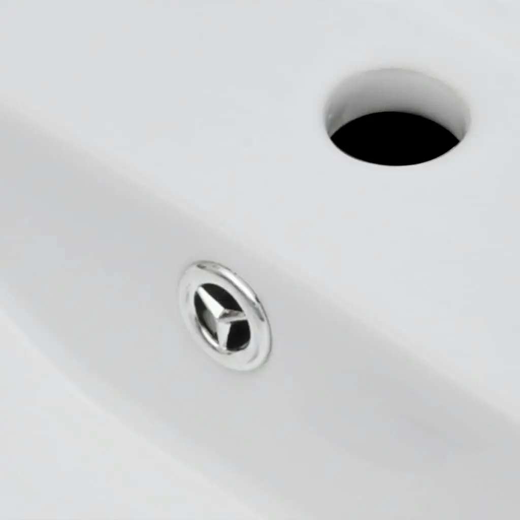 Ceramic Bathroom Sink Basin Faucet/Overflow Hole White Rectangular 141932