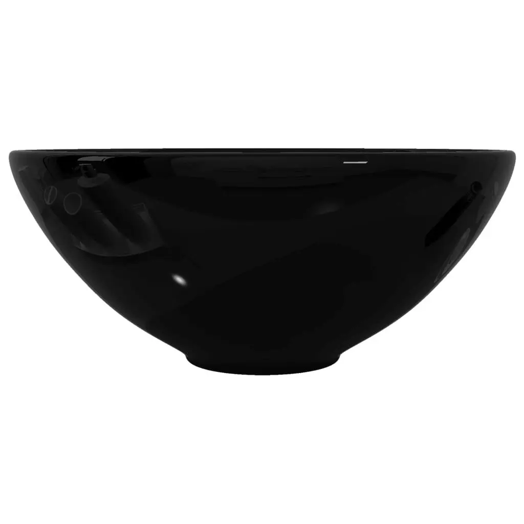 Ceramic Bathroom Sink Basin Black Round 141929