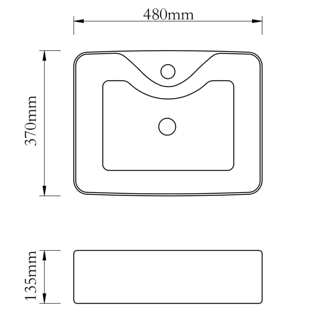 Ceramic Bathroom Sink Basin with Faucet Hole White Square 141936