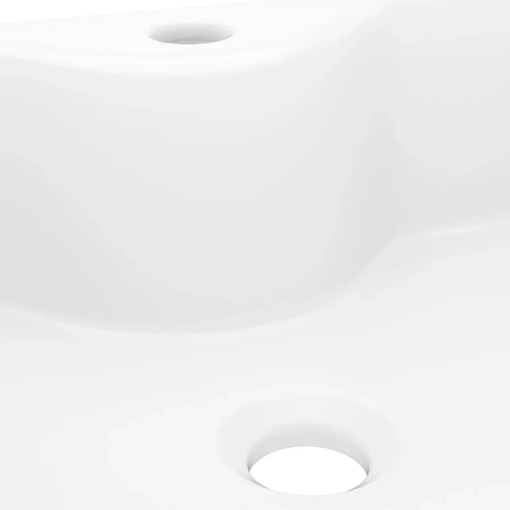 Ceramic Bathroom Sink Basin with Faucet Hole White Square 141936