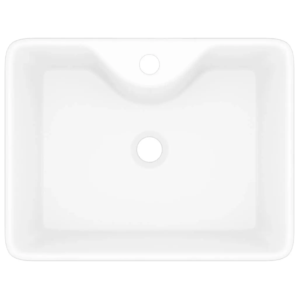 Ceramic Bathroom Sink Basin with Faucet Hole White Square 141936