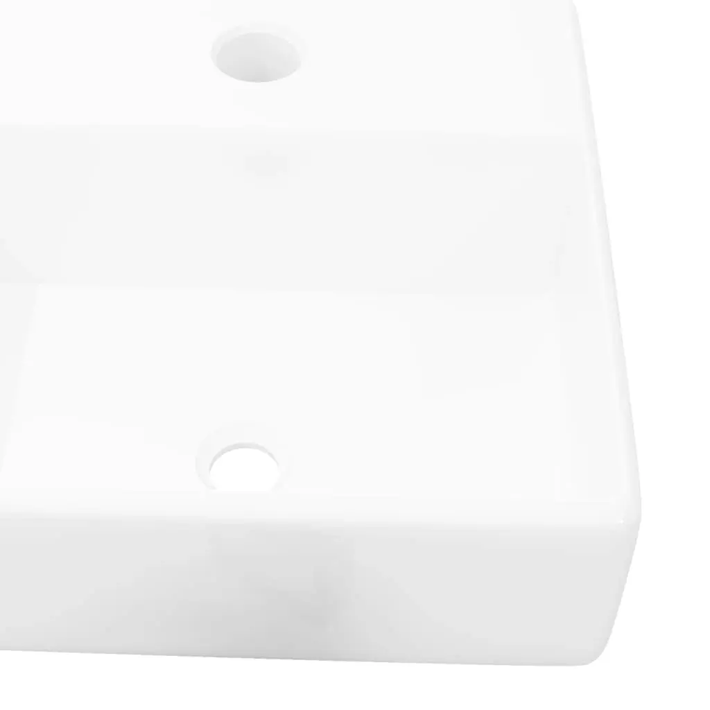 Ceramic Bathroom Sink Basin with Faucet Hole White Square 141940