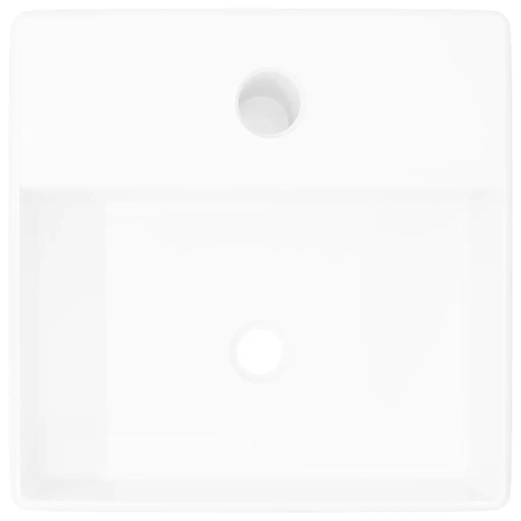 Ceramic Bathroom Sink Basin with Faucet Hole White Square 141940