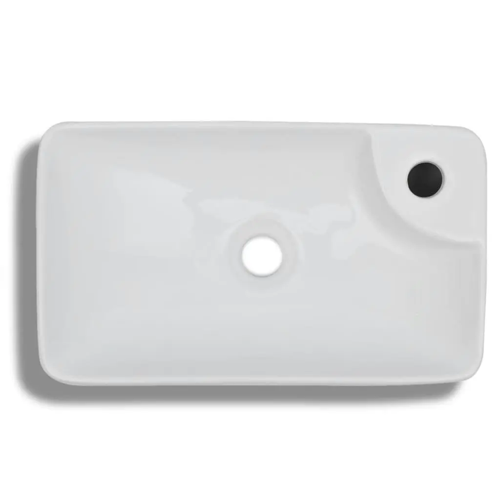 Ceramic Bathroom Sink Basin with Faucet Hole White 141934