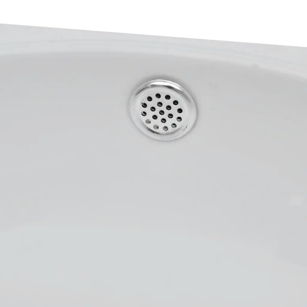 Ceramic Sink Basin Faucet & Overflow Hole Bathroom White 140698