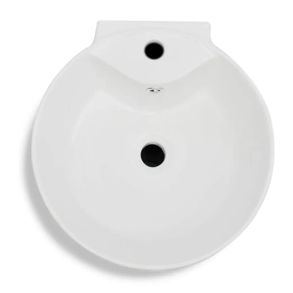 Ceramic Stand Bathroom Sink Basin Faucet/Overflow Hole White 141942