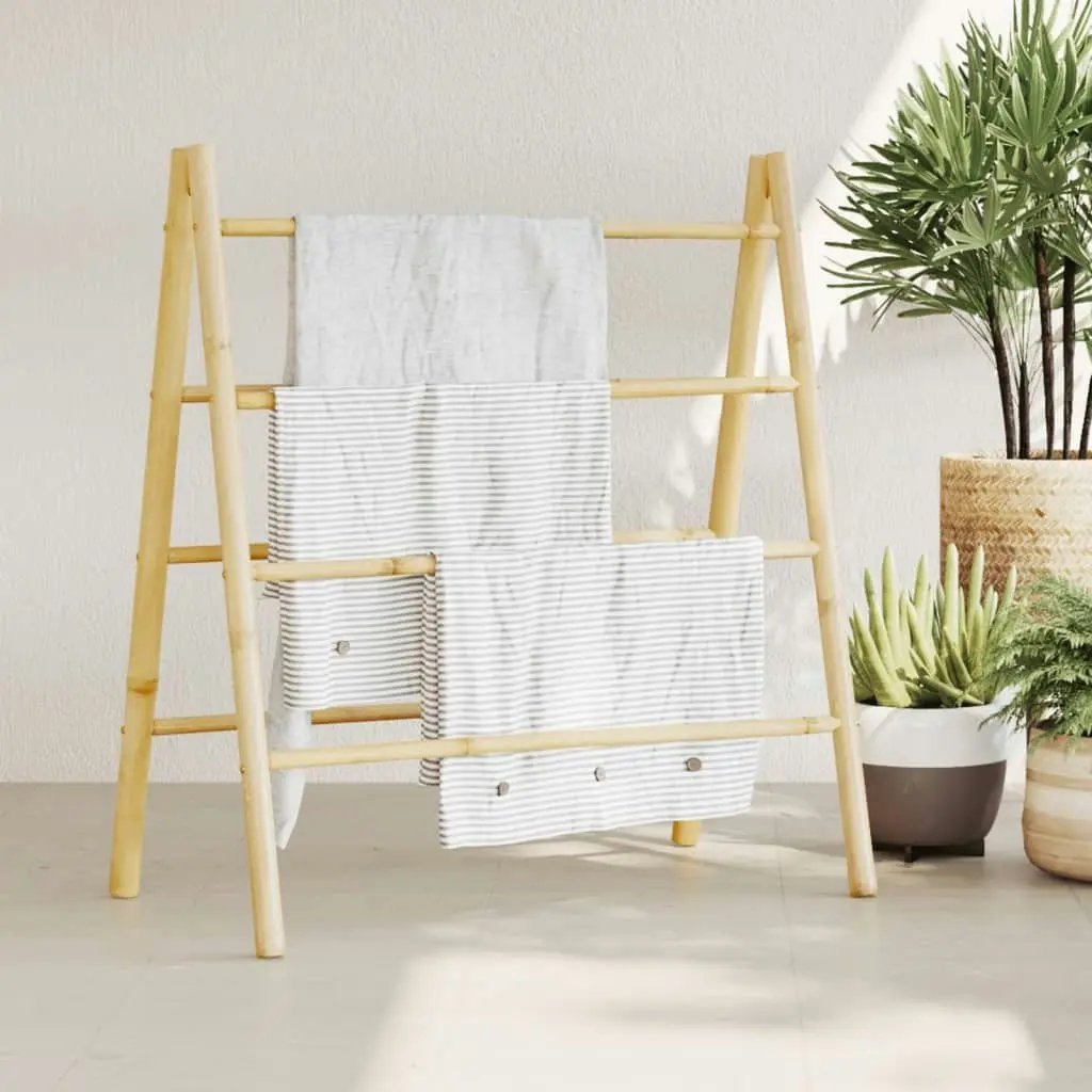 Double Towel Ladder with 4 Rungs 90x50x100 cm Bamboo 368036