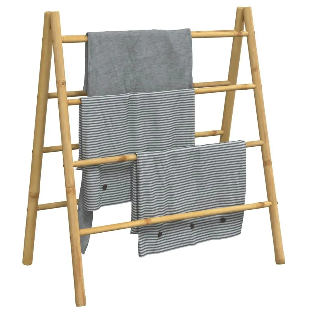 Double Towel Ladder with 4 Rungs 90x50x100 cm Bamboo 368036