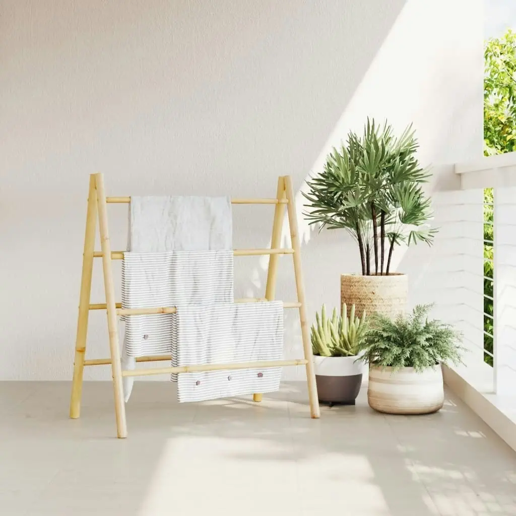 Double Towel Ladder with 4 Rungs 90x50x100 cm Bamboo 368036