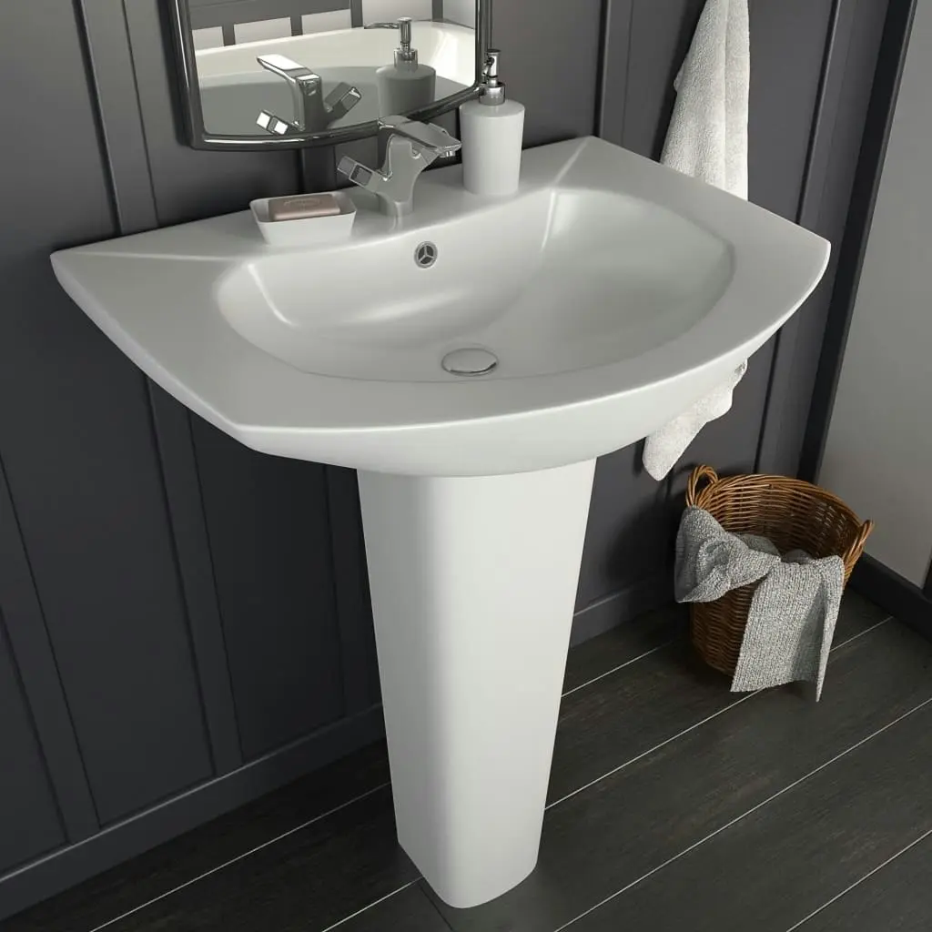 Freestanding Basin with Pedestal Ceramic White 650x520x200 mm 143001