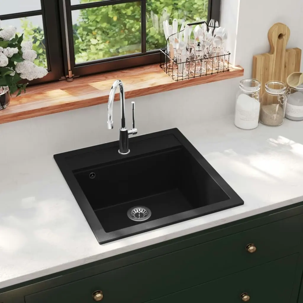 Granite Kitchen Sink Single Basin Black 145520