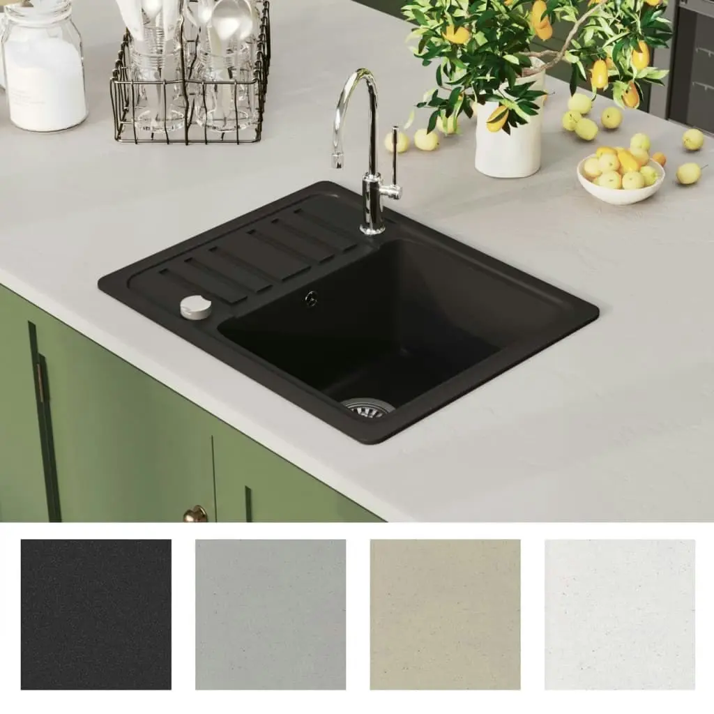 Granite Kitchen Sink Single Basin Black 145524