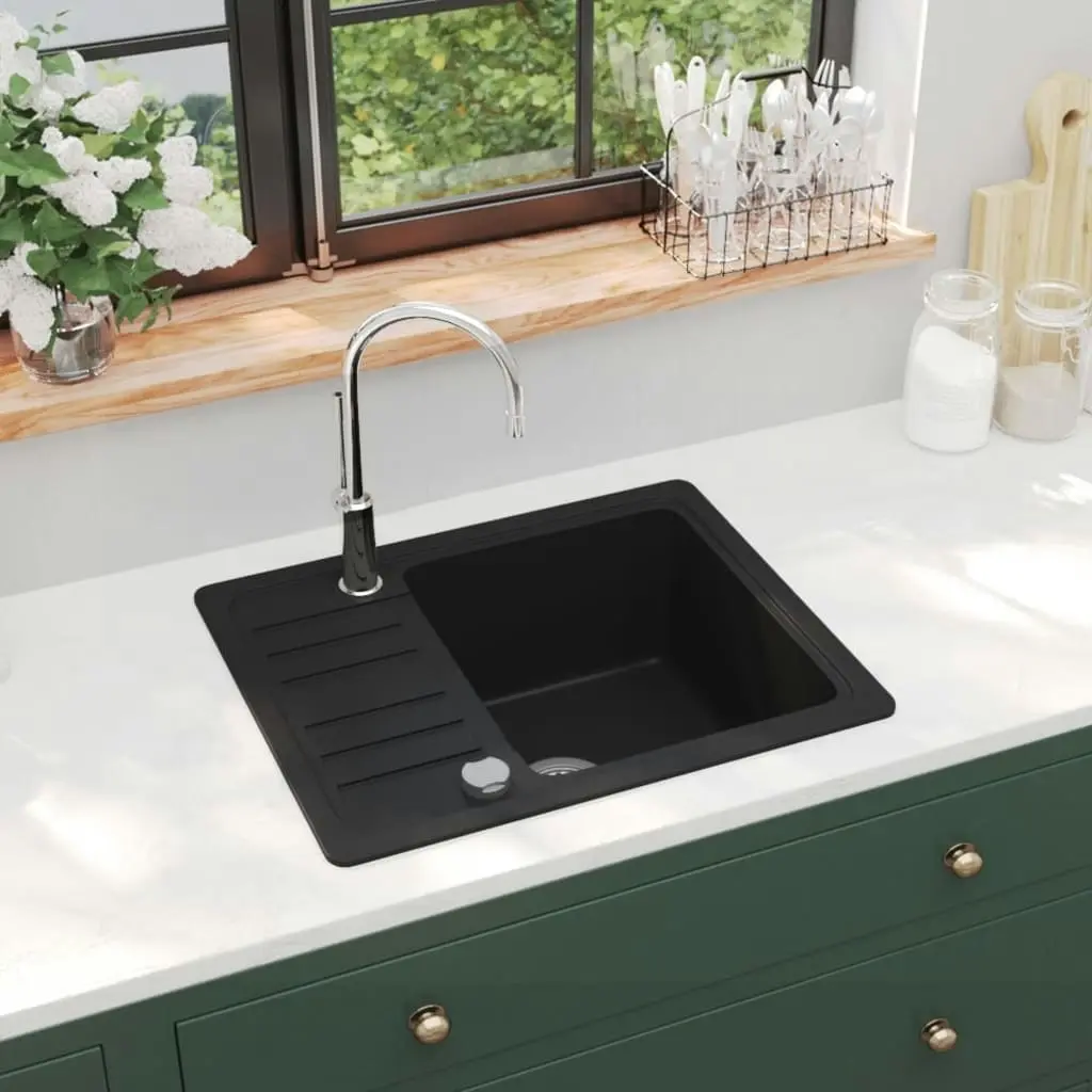 Granite Kitchen Sink Single Basin Black 145524