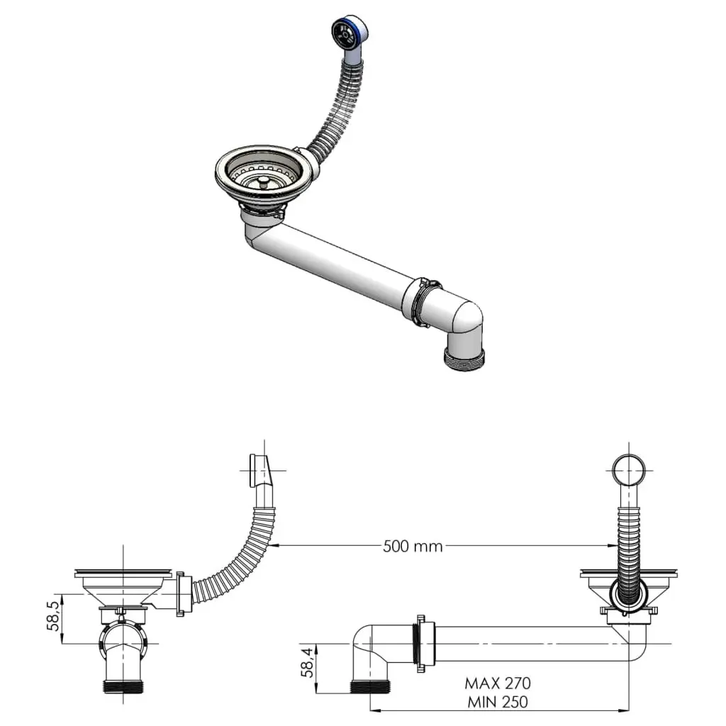 Granite Kitchen Sink Single Basin with Drainer Reversible Grey 145514