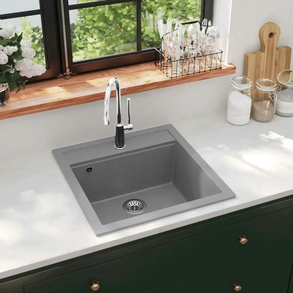 Granite Kitchen Sink Single Basin Grey 145521