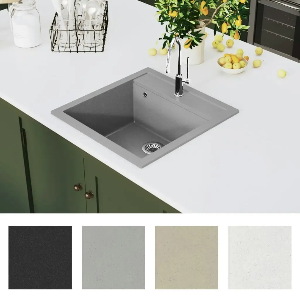 Granite Kitchen Sink Single Basin Grey 145521