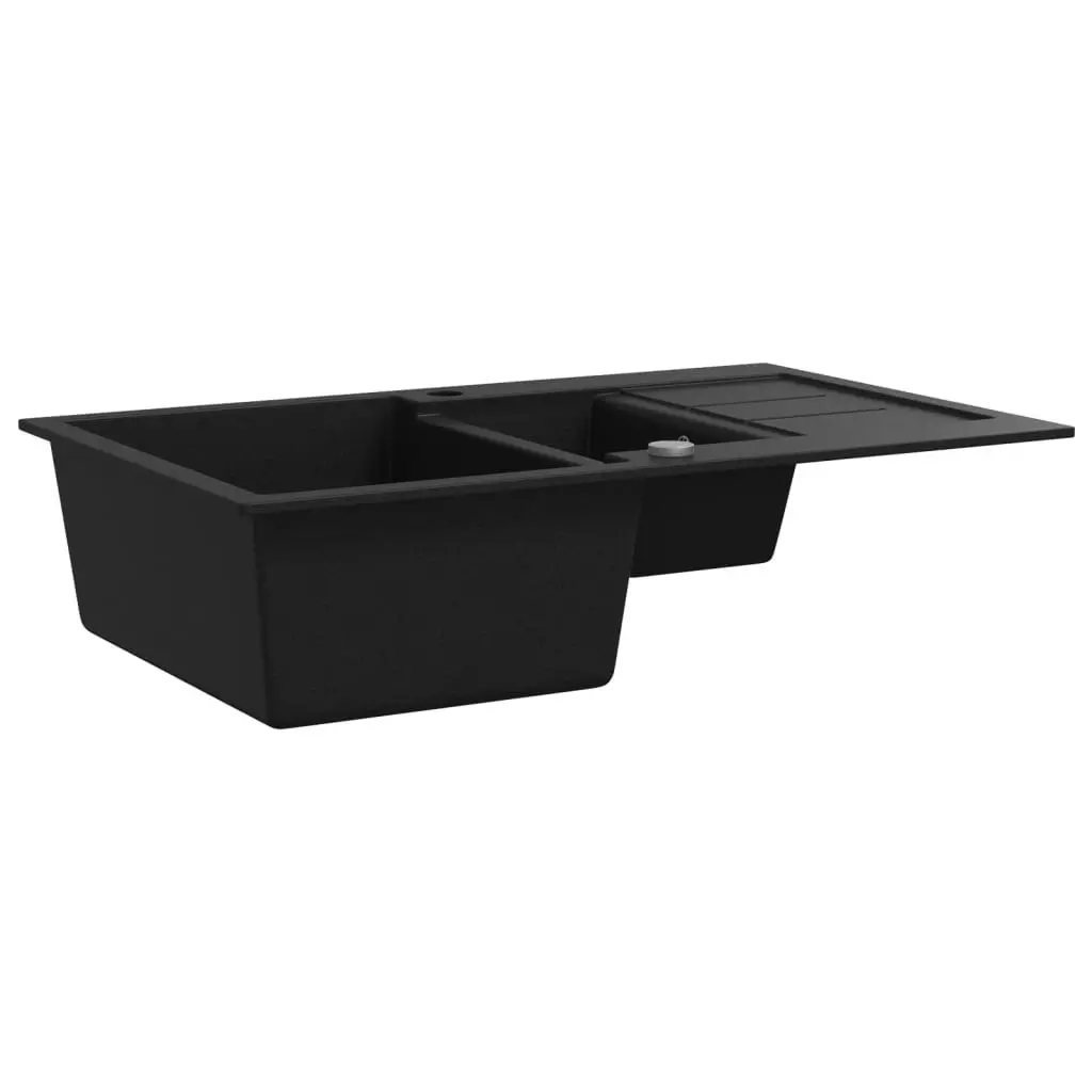 Granite Kitchen Sink Double Basin Black 145522