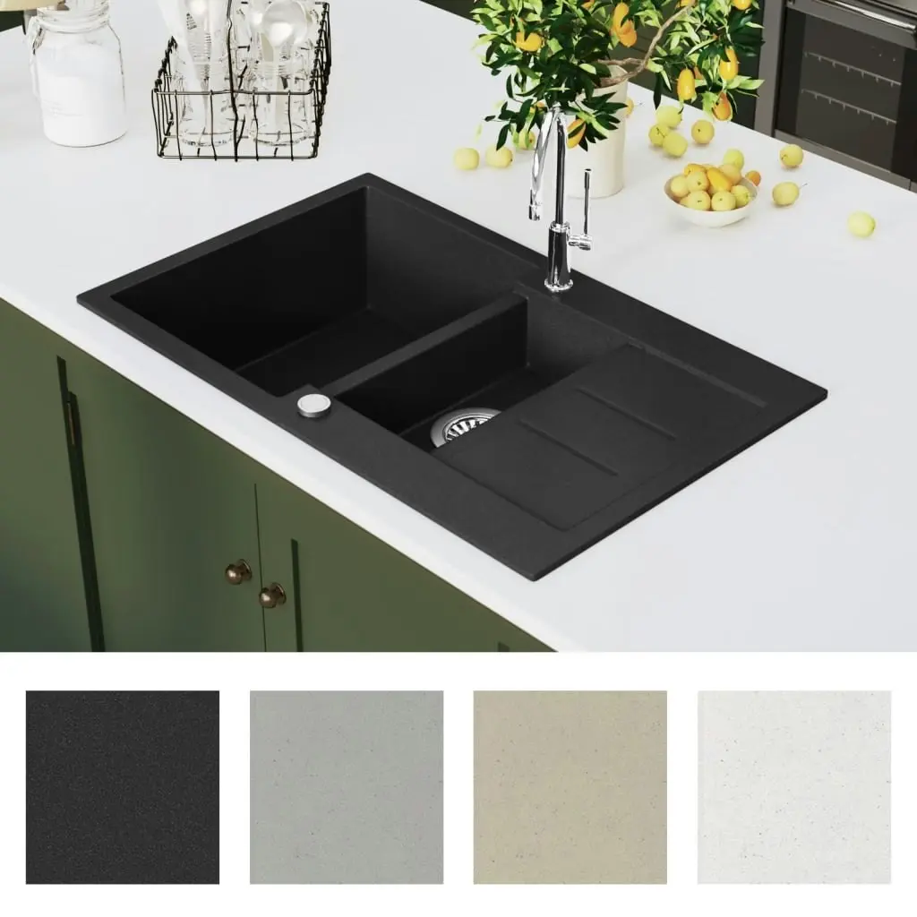 Granite Kitchen Sink Double Basin Black 145522