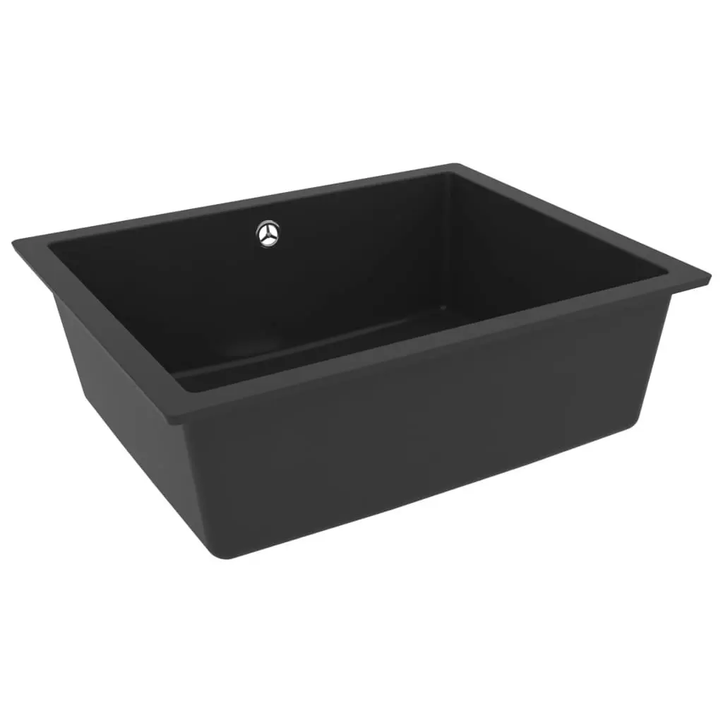 Kitchen Sink with Overflow Hole Black Granite 151000