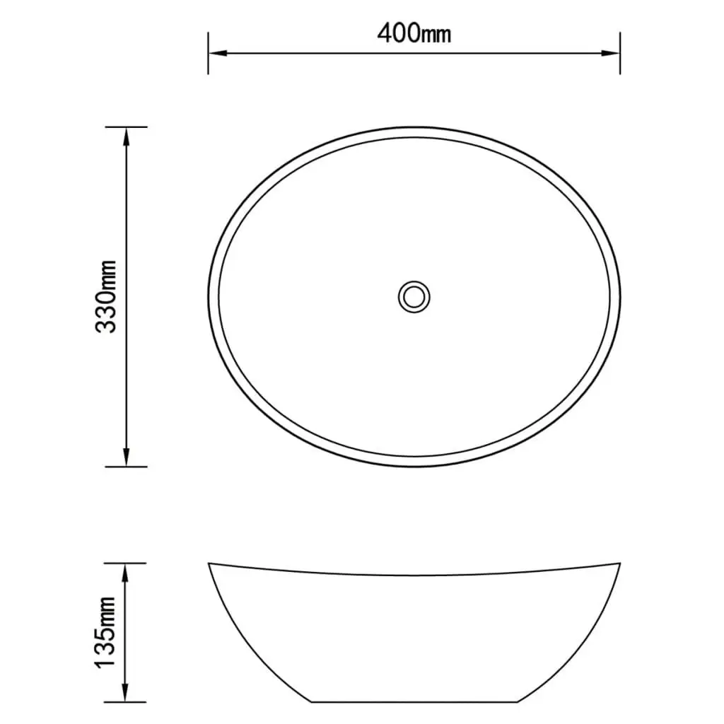 Luxury Basin Oval-shaped Matt Black 40x33 cm Ceramic 146931