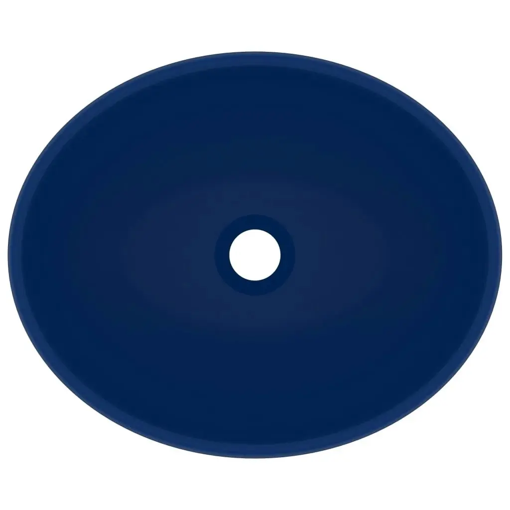 Luxury Basin Oval-shaped Matt Dark Blue 40x33 cm Ceramic 146924