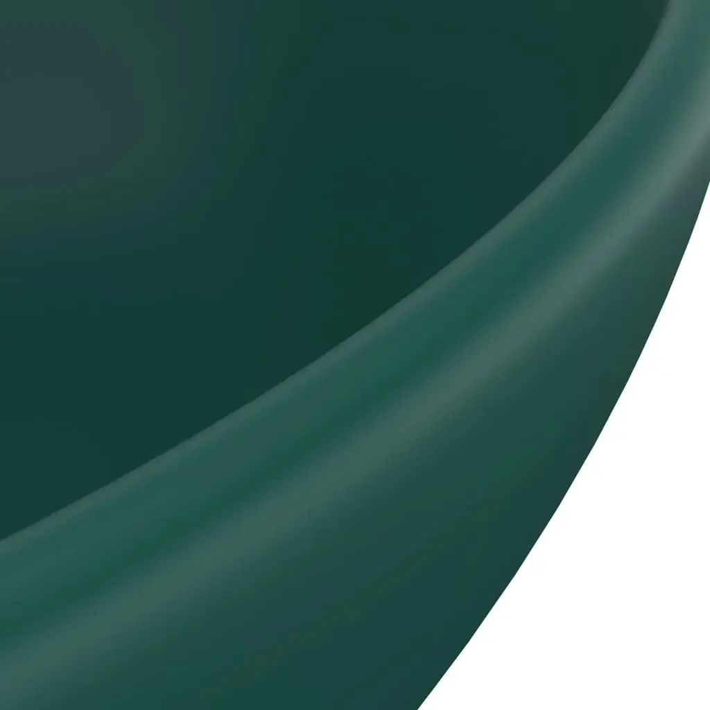 Luxury Basin Oval-shaped Matt Dark Green 40x33 cm Ceramic 146926