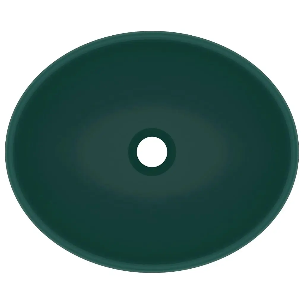 Luxury Basin Oval-shaped Matt Dark Green 40x33 cm Ceramic 146926