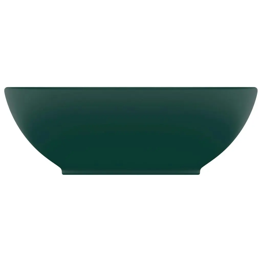 Luxury Basin Oval-shaped Matt Dark Green 40x33 cm Ceramic 146926