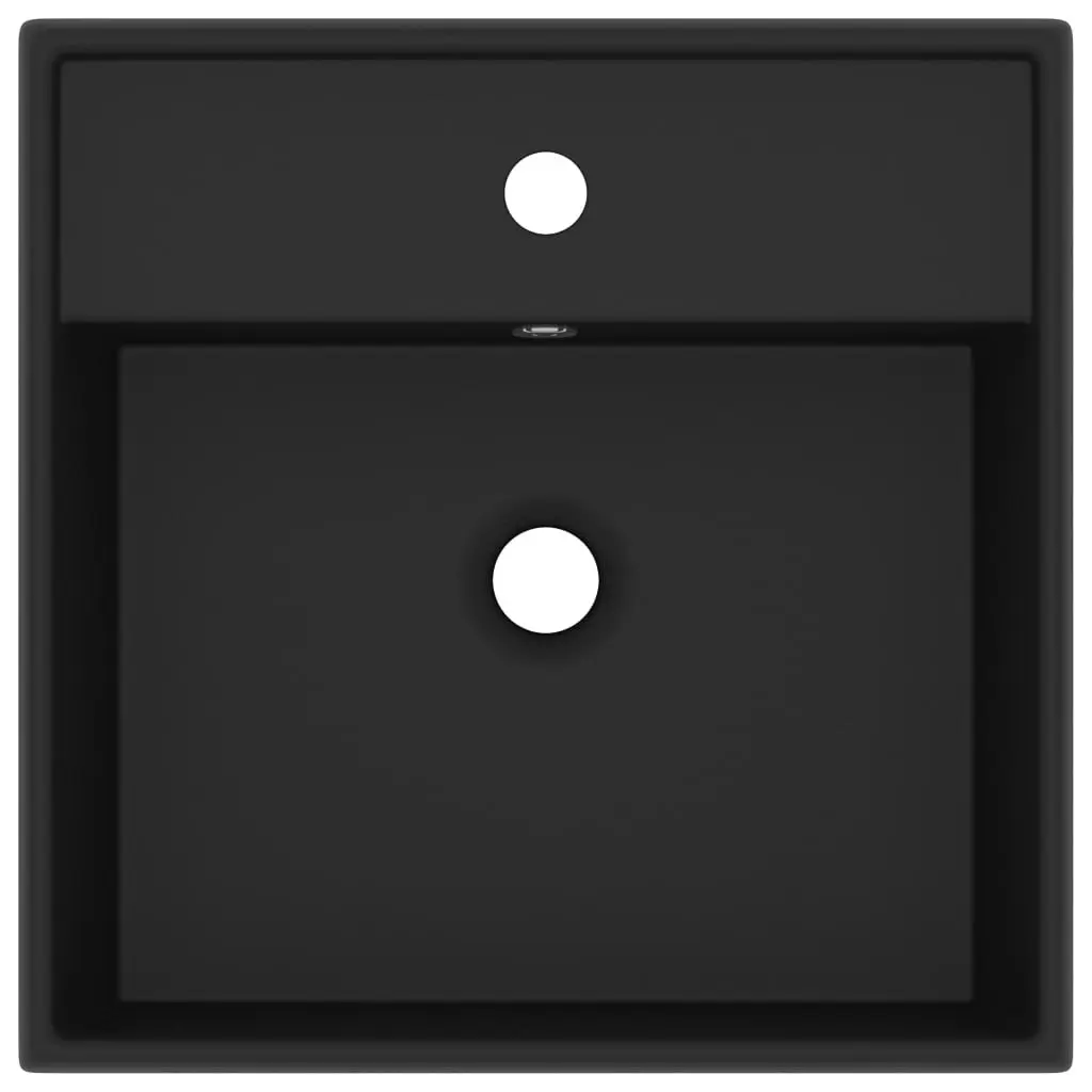 Luxury Basin Overflow Square Matt Black 41x41 cm Ceramic 146953