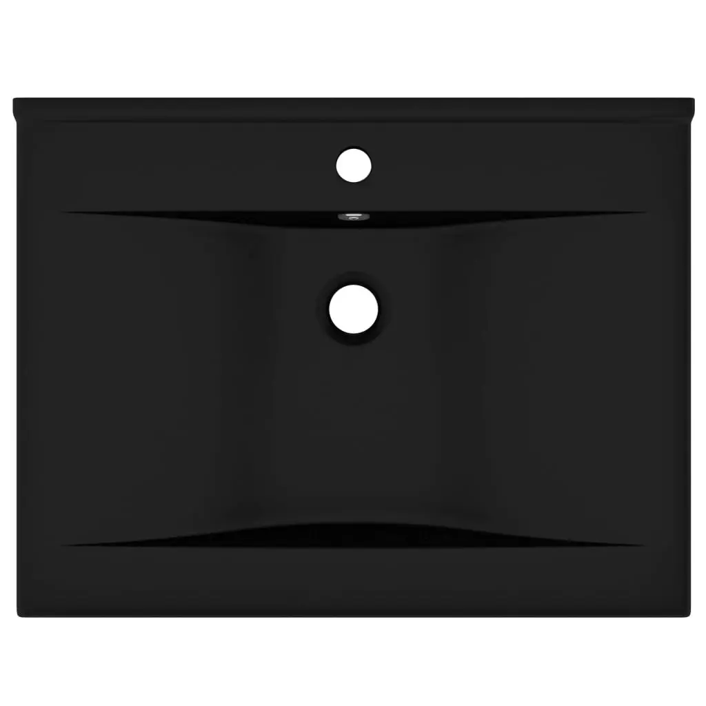 Luxury Basin with Faucet Hole Matt Black 60x46 cm Ceramic 147030