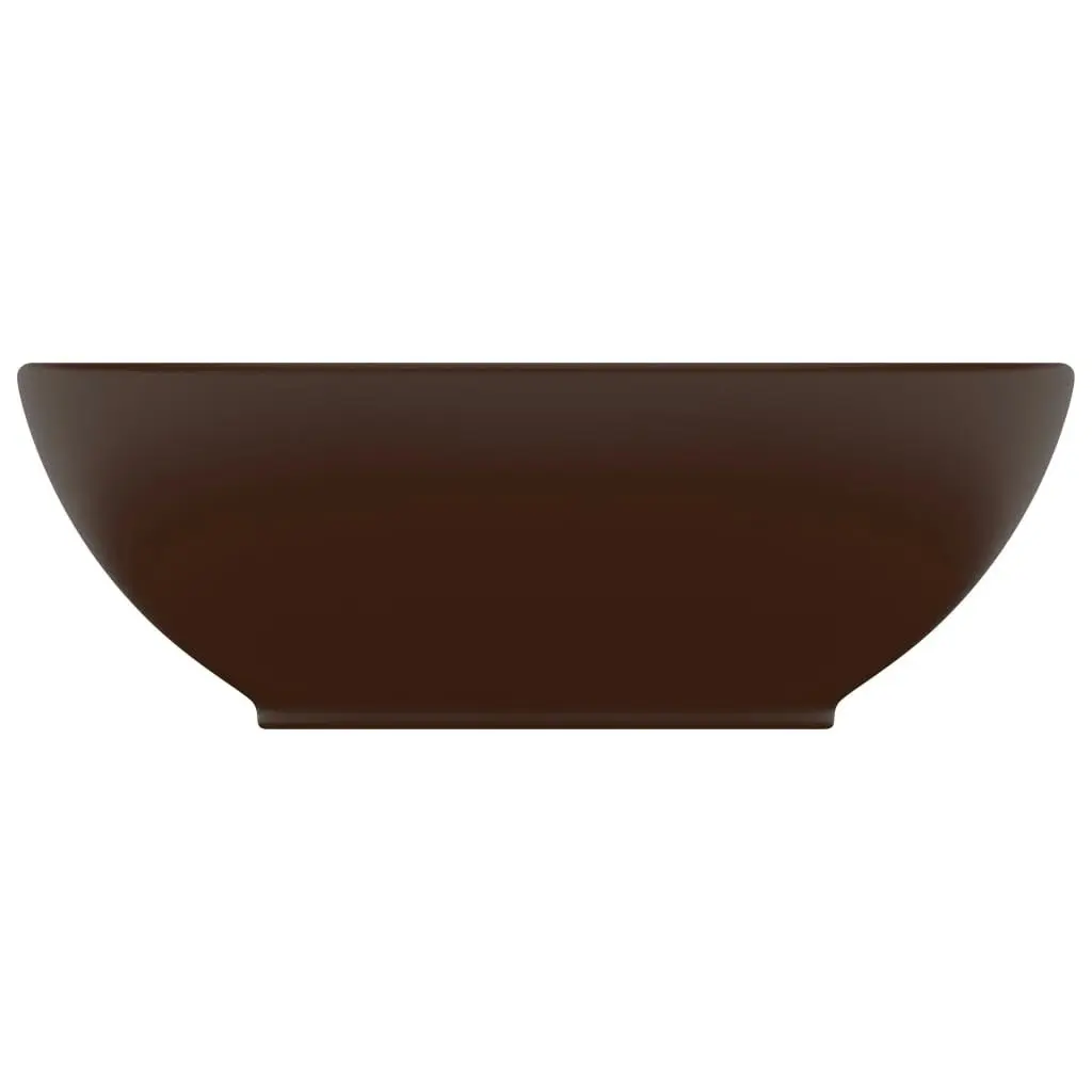 Luxury Basin Oval-shaped Matt Dark Brown 40x33 cm Ceramic 146929