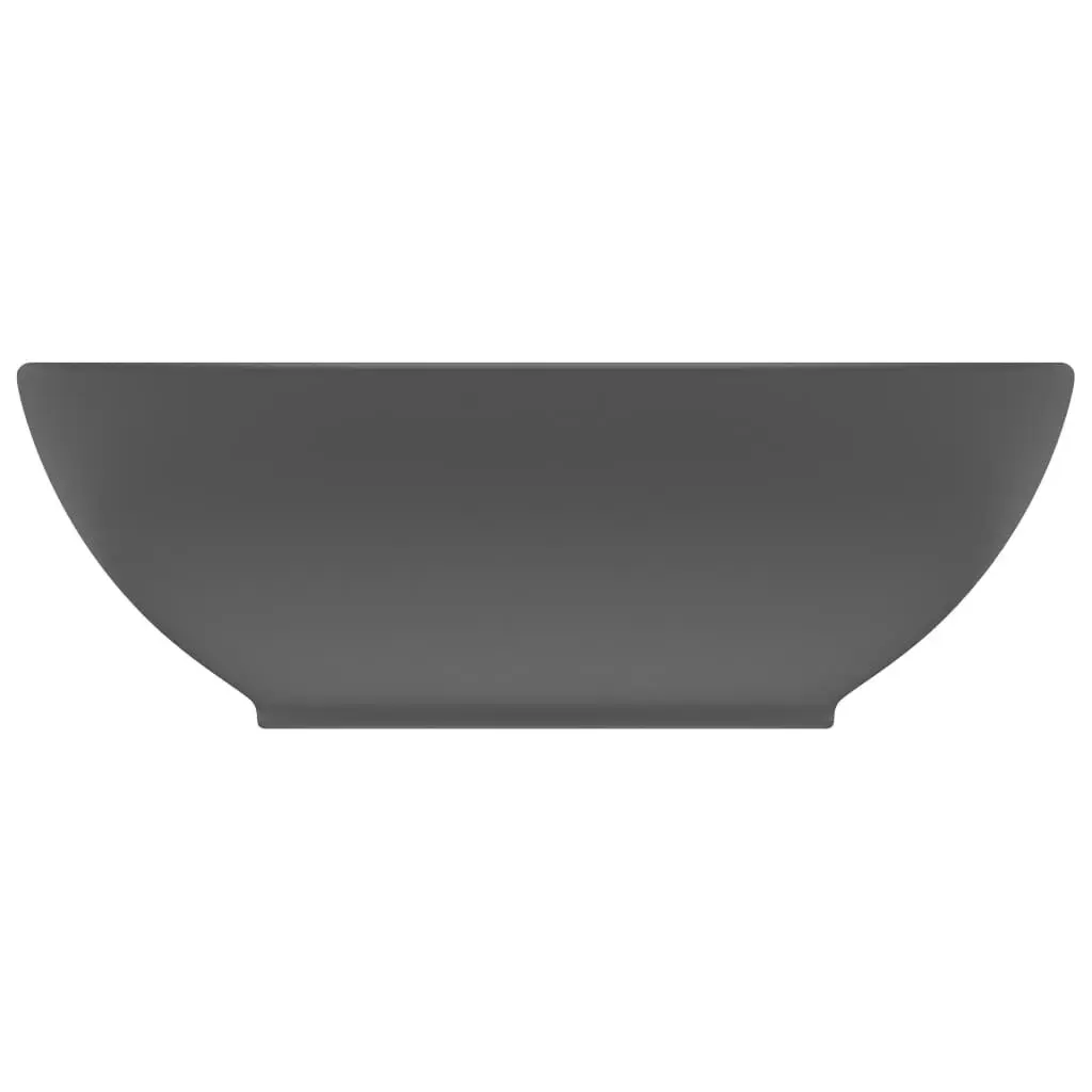 Luxury Basin Oval-shaped Matt Dark Grey 40x33 cm Ceramic 146928