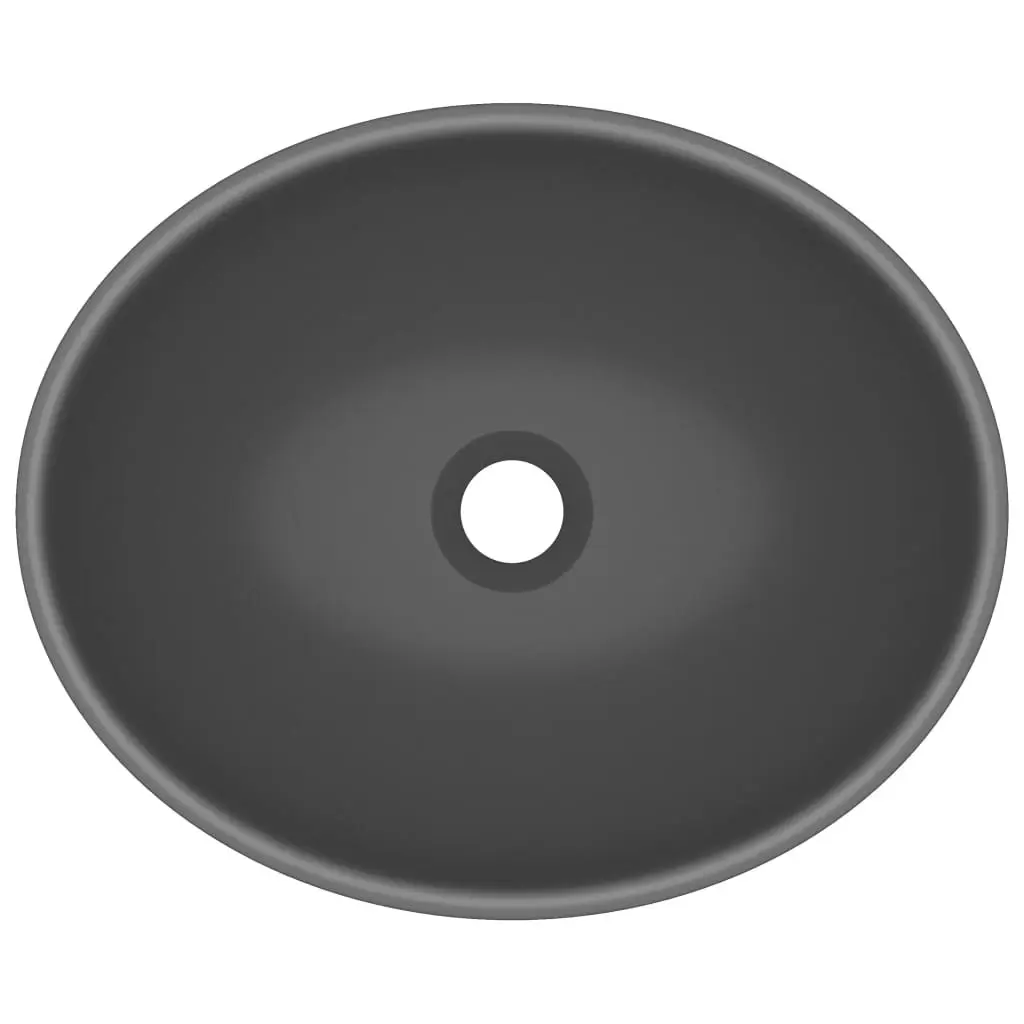 Luxury Basin Oval-shaped Matt Dark Grey 40x33 cm Ceramic 146928