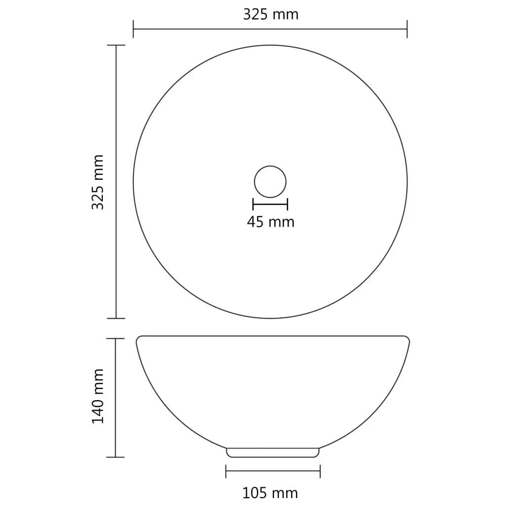 Luxury Bathroom Basin Round Matt White 32.5x14 cm Ceramic 146965