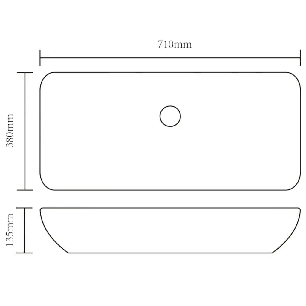 Luxury Ceramic Basin Rectangular Sink White 71 x 39 cm 140691