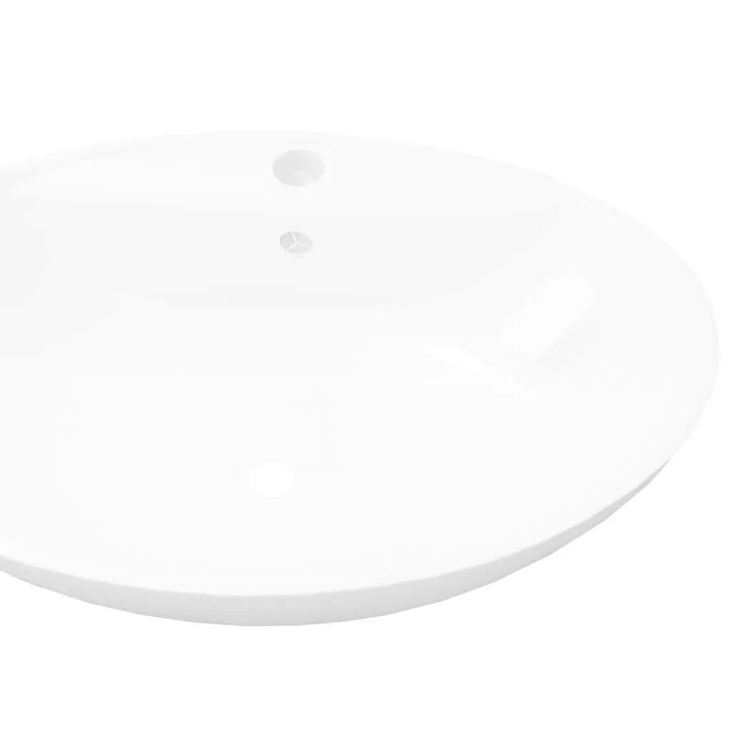 Luxury Ceramic Basin Oval with Overflow and Faucet Hole 140678