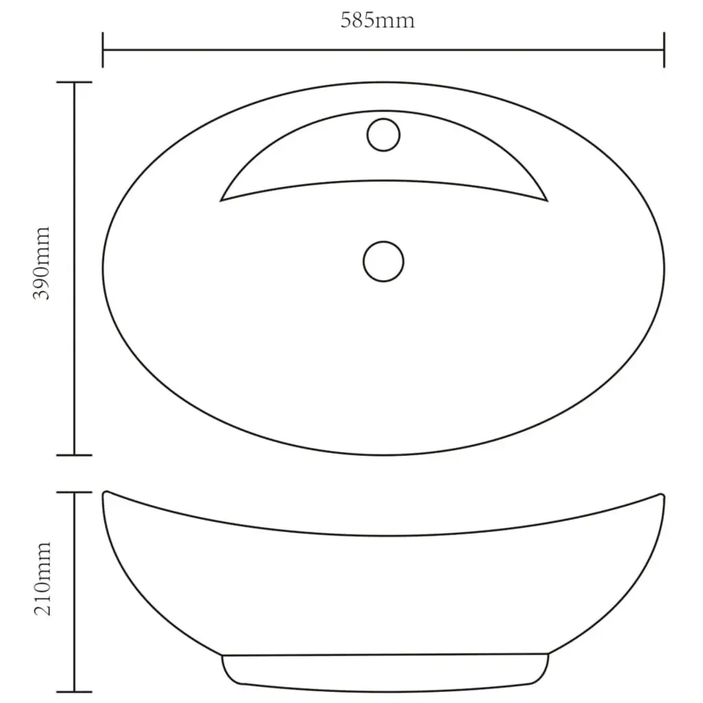 Luxury Ceramic Basin Oval with Overflow and Faucet Hole 140678