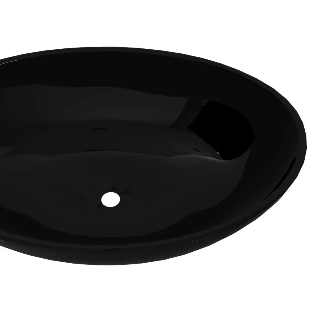 Luxury Ceramic Basin Oval-shaped Sink Black 40 x 33 cm 140675