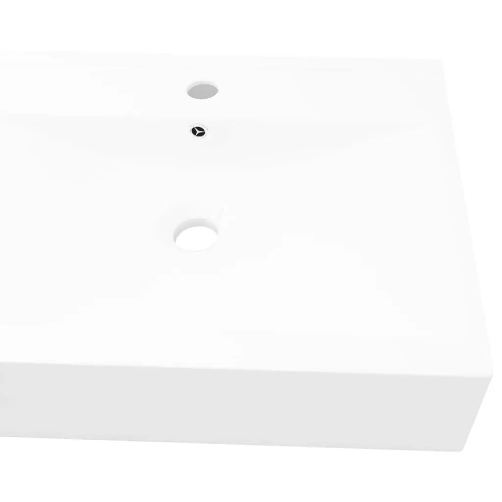 Luxury Ceramic Basin Rectangular Sink White with Faucet Hole 140686