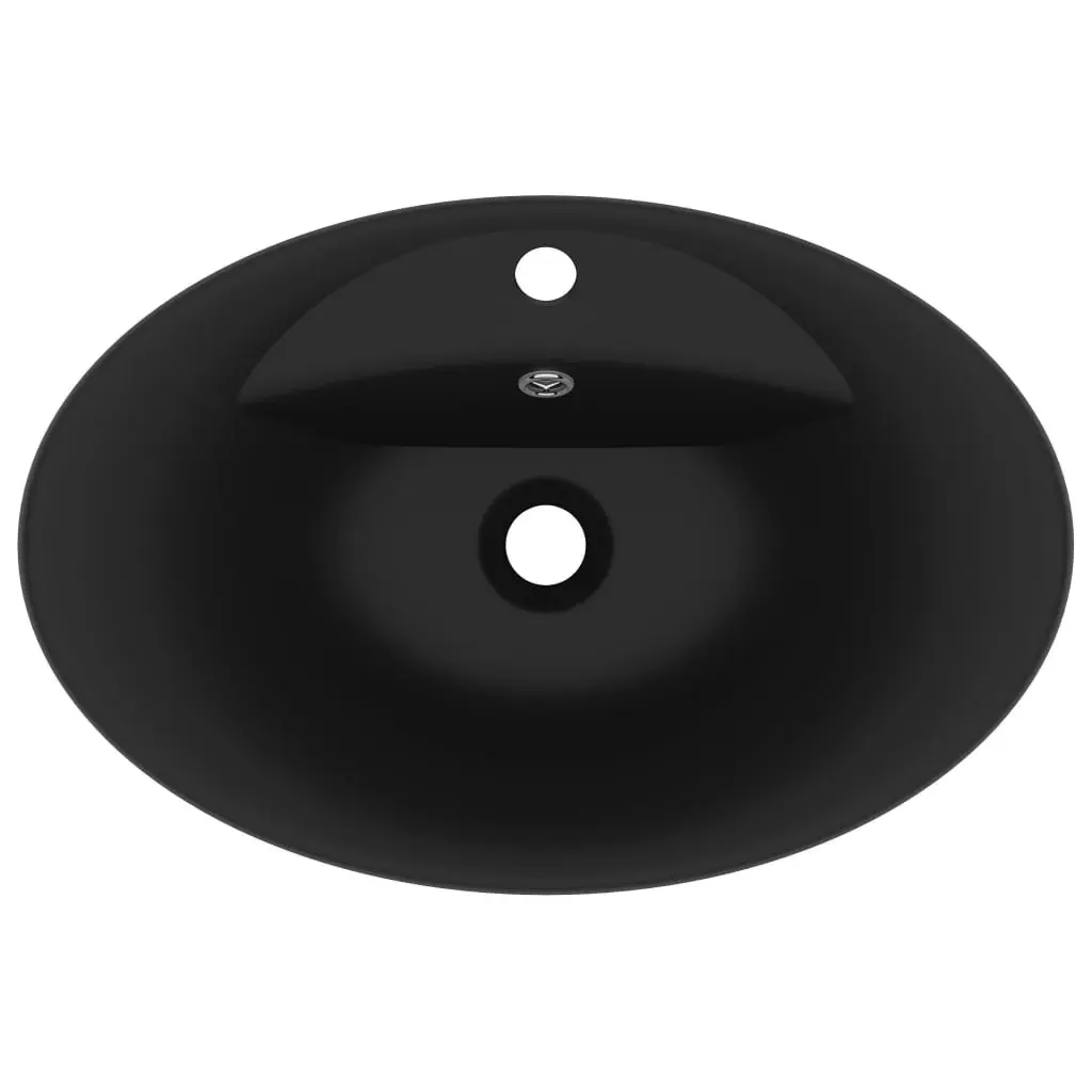 Luxury Basin Overflow Oval Matt Black 58.5x39 cm Ceramic 146942