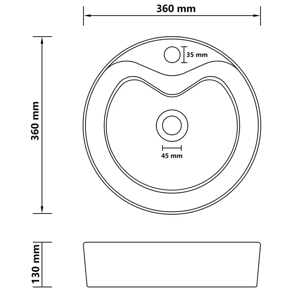 Luxury Wash Basin with Overflow Matt White 36x13 cm Ceramic 147031