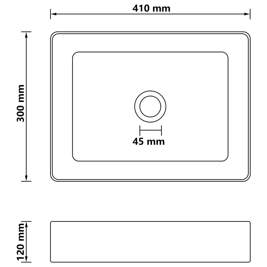 Luxury Wash Basin Matt White 41x30x12 cm Ceramic 147042