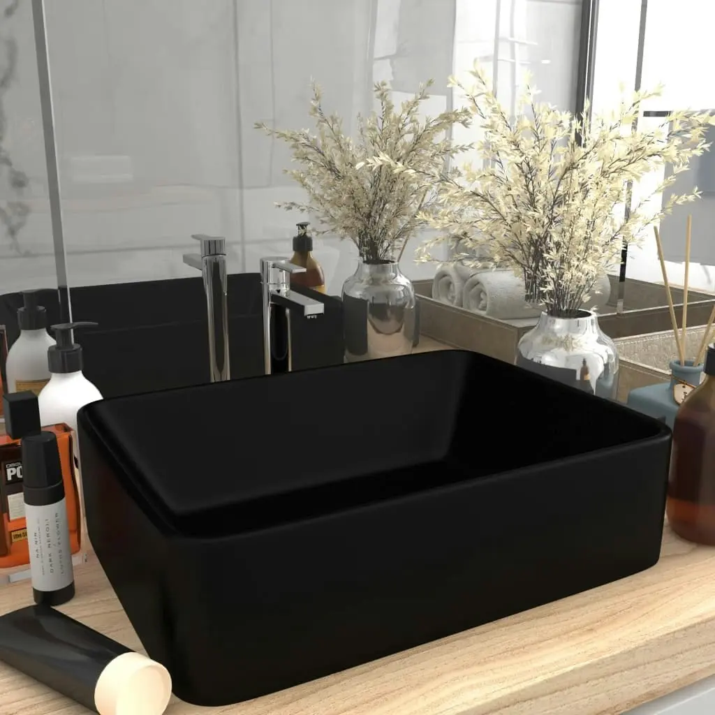 Luxury Wash Basin Matt Black 41x30x12 cm Ceramic 147052