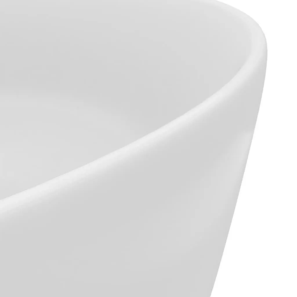 Luxury Wash Basin Round Matt White 40x15 cm Ceramic 147009