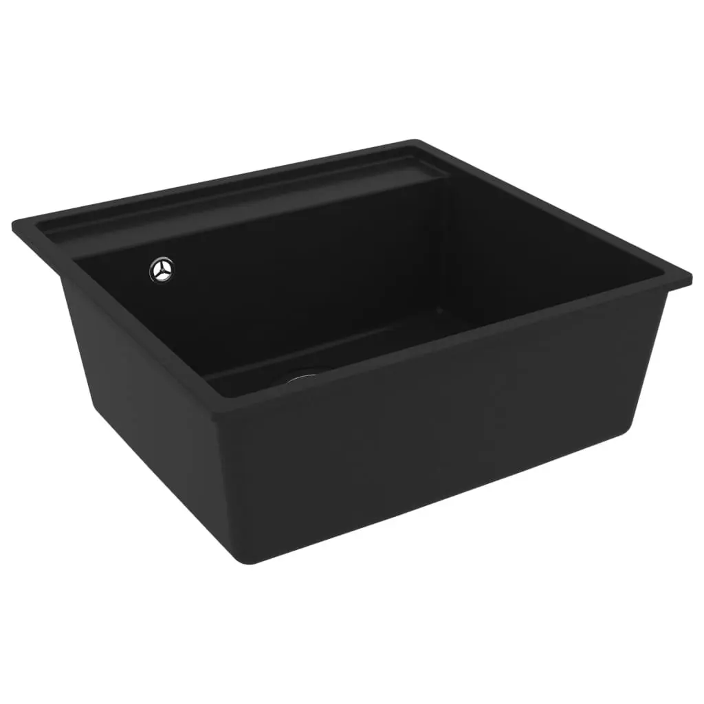 Kitchen Sink with Overflow Hole Black Granite 150997