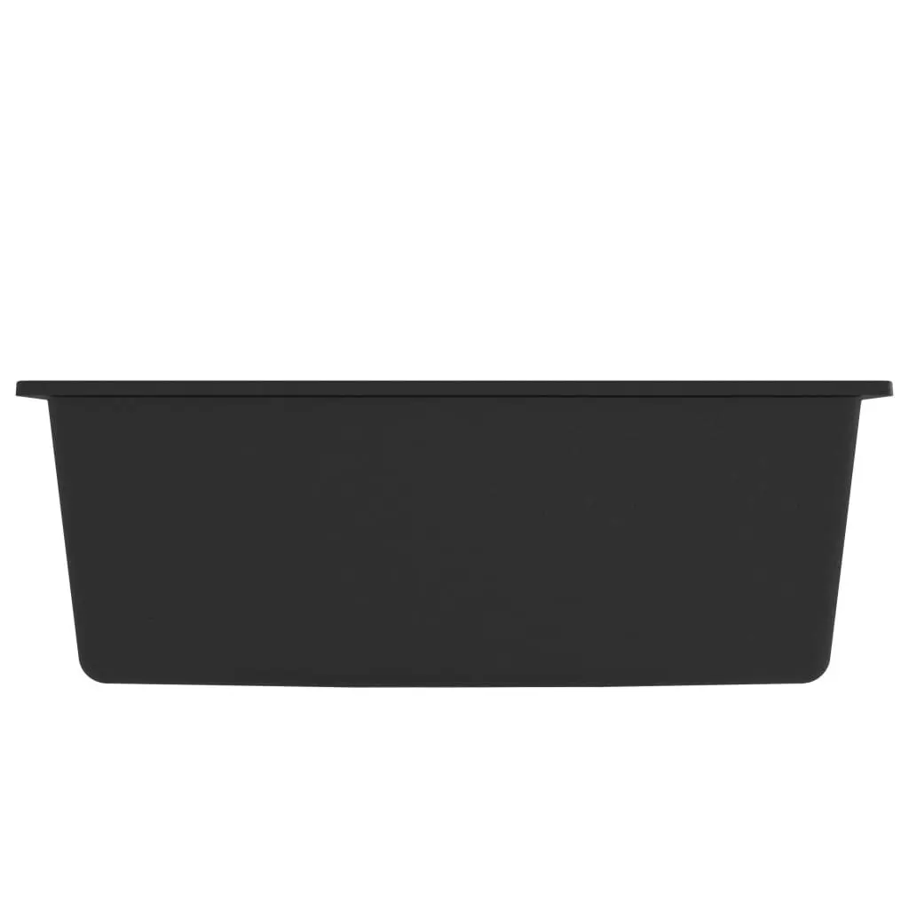 Kitchen Sink with Overflow Hole Black Granite 150997