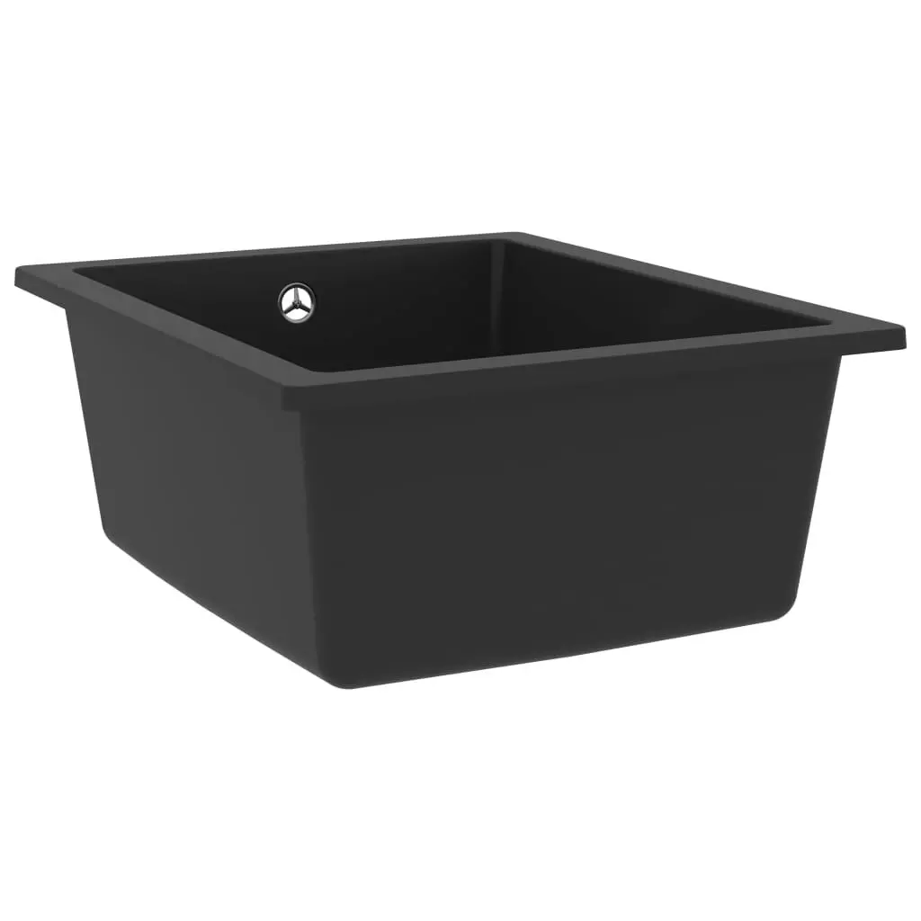 Kitchen Sink with Overflow Hole Black Granite 151004