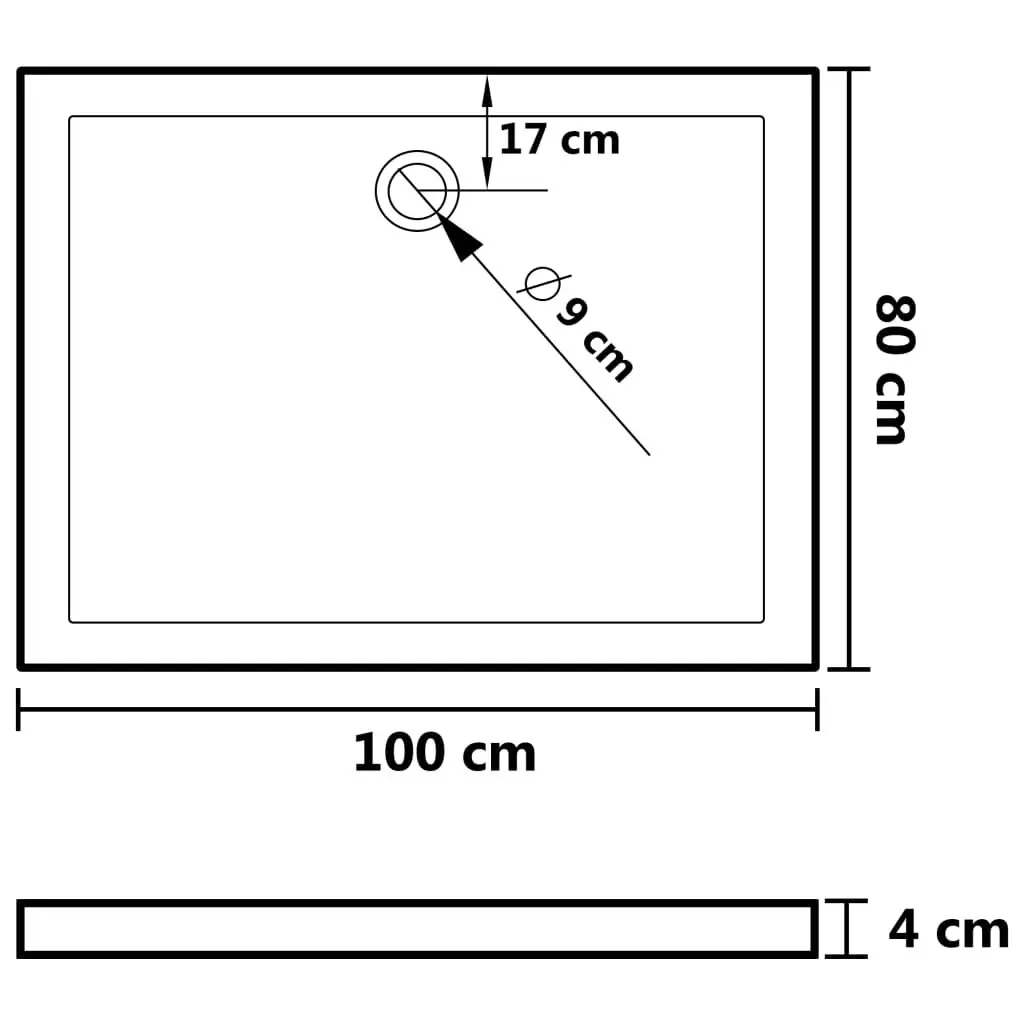 Rectangular ABS Shower Base Tray Black 80x100 cm 148912